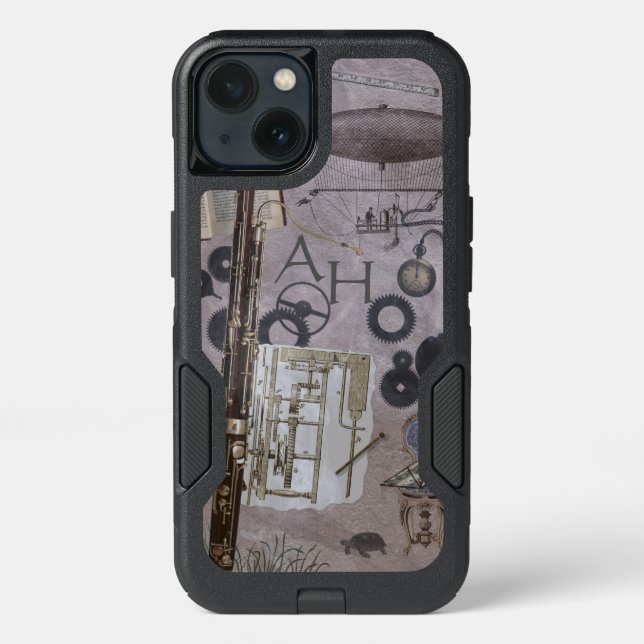Bassoon Steampunk Fantasy with Custom Initials Otterbox iPhone Case (Back)