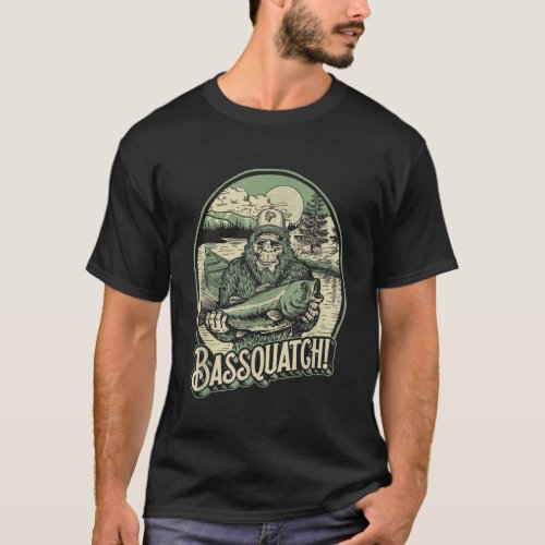 Bassquatch Bass Fisherman Sasquatch Funny Bigfoot  T_Shirt