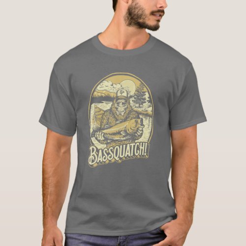 Bassquatch Bass Fisherman Sasquatch Funny Bigfoot T_Shirt