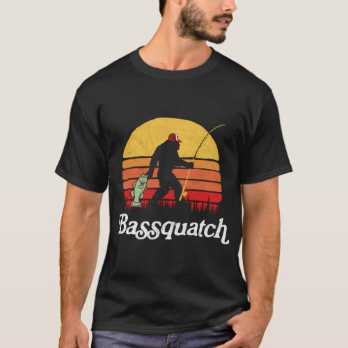 Bassquatch Bigfoot Fishing Outdoor T_Shirt
