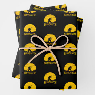 Bassquatch Bigfoot Sasquatch Fullmoon Rod Fishing Wrapping Paper Sheets