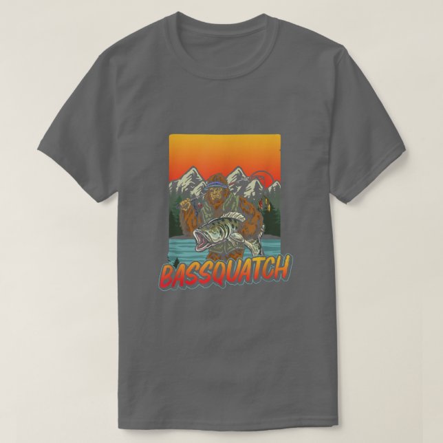 Bassquatch Funny Bass Fishing Sasquatch Retro 80s  T-Shirt (Design Front)
