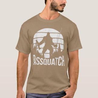 Bassquatch Funny Bigfoot Fishing Outdoor Retro 40 T-Shirt