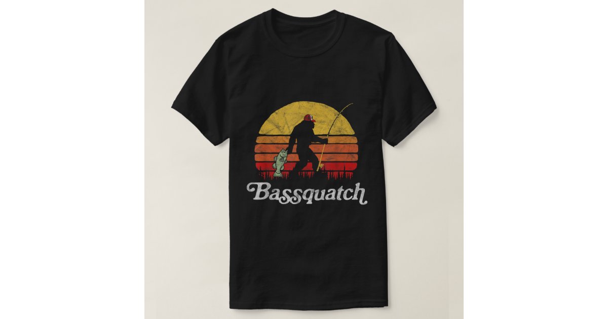 Bassquatch! Funny Bigfoot Fishing Outdoor Retro T-Shirt