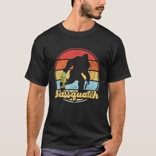 Bassquatch Funny Bigfoot in Trucker Hat Bass Fishi T_Shirt