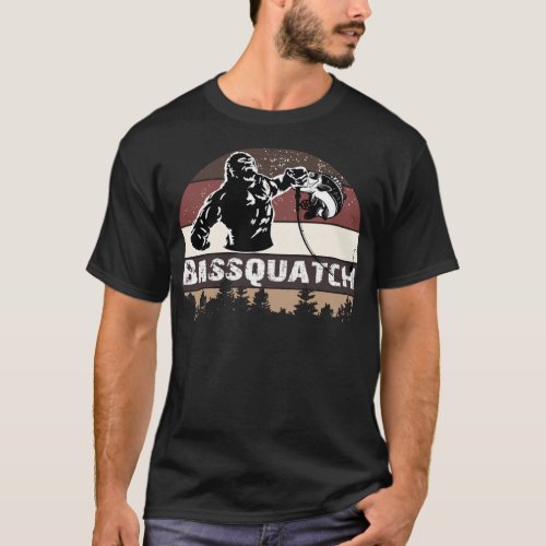Bassquatch Vintage Bigfoot Fishing Outdoor Retro T_Shirt
