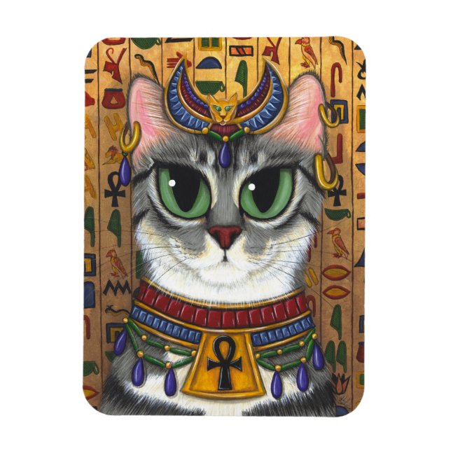 Bast Goddess Cat Egyptian Bastet Art Magnet (Vertical)
