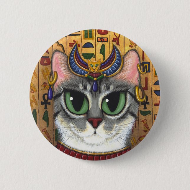 Bast Goddess Egyptian Bastet Cat Art Button (Front)