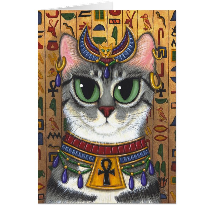 Bast Goddess Egyptian Bastet Cat Art Greeting Card Zazzle