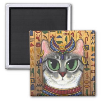 Bast Goddess, Egyptian Bastet Cat Art Magnet