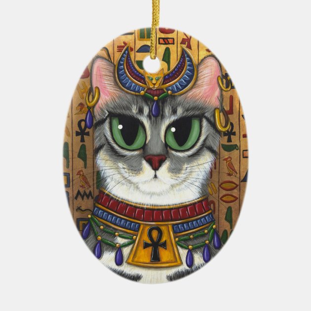 Egyptian Goddess Bast or Bastet Handmade Felt Ornaments
