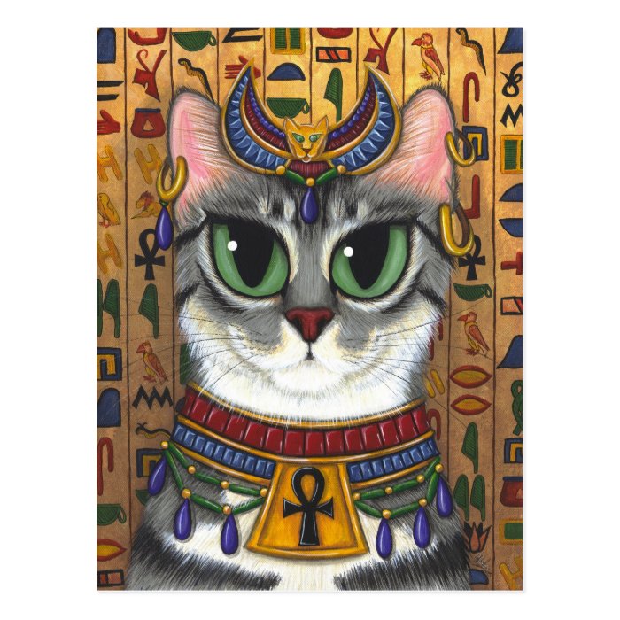 Bast Goddess Egyptian Bastet Cat Art Postcard 