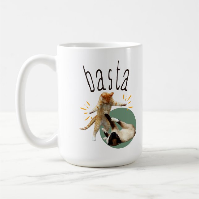 Basta (with Cats) Coffee Mug (Left)