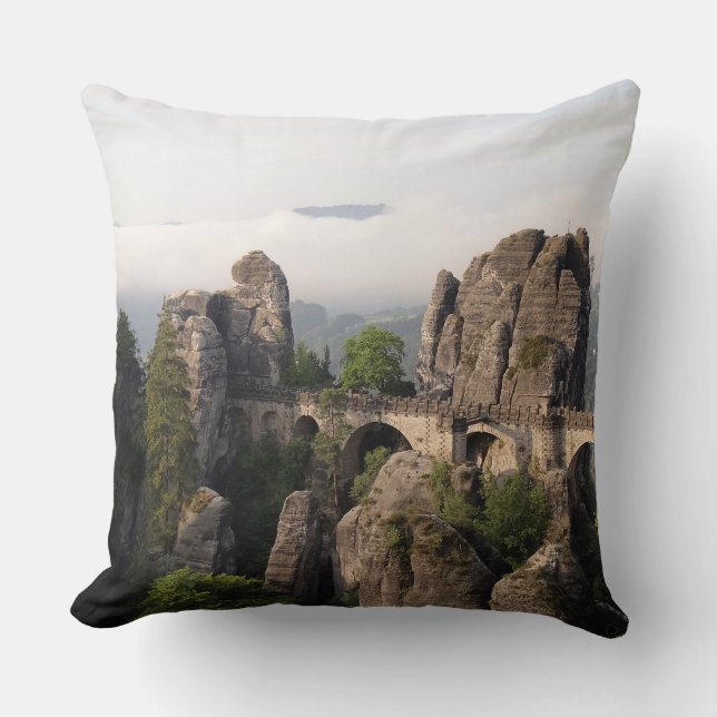 Bastei Bridge In Saxon Switzerland pillow (Front)