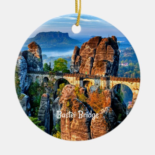 Bastei Bridge, Saxon, Switzerland Ceramic Ornament (Front)