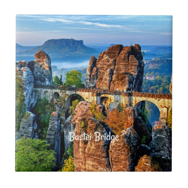 Bastei Bridge, Saxon, Switzerland Ceramic Tile (Front)