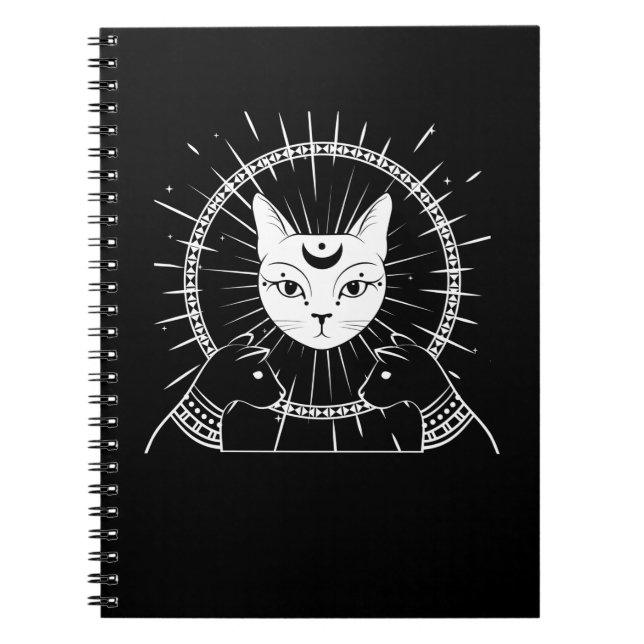 Bastet Ancient Egypt Cat Crescent Goth Moon Notebook (Front)