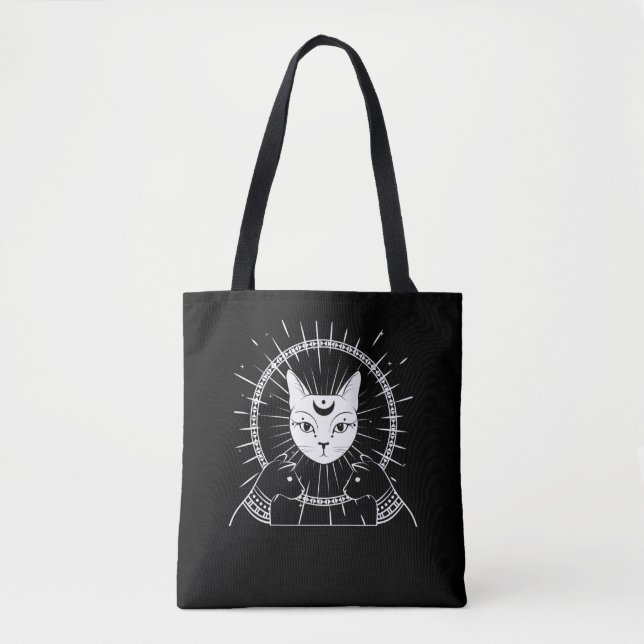 Bastet Ancient Egypt Cat Crescent Goth Moon Tote Bag (Front)