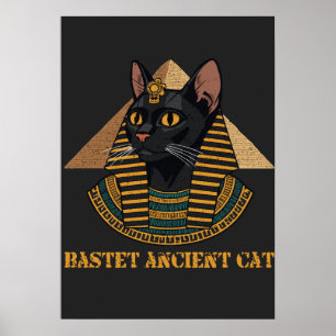 Bastet Ancient Egyptian Cat Goddess Vintage Art Poster
