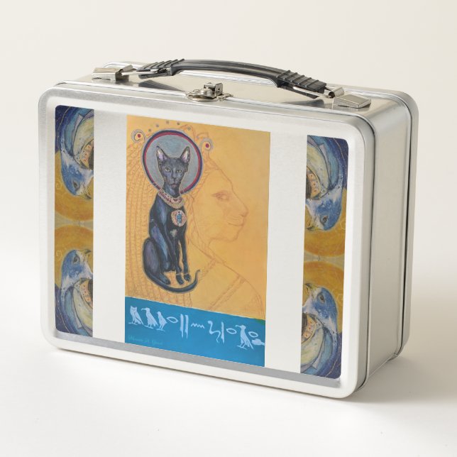 Bastet Cat Egypt Scarab Maureen Girard Metal Lunch Box (Front)