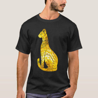 Bastet Cat Egyptian Golden Polygon Hieroglyph Arch T-Shirt