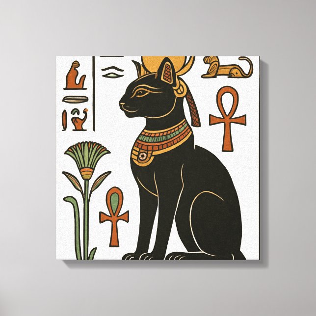 Bastet Cat Goddess Hieroglyphic Canvas Print (Front)