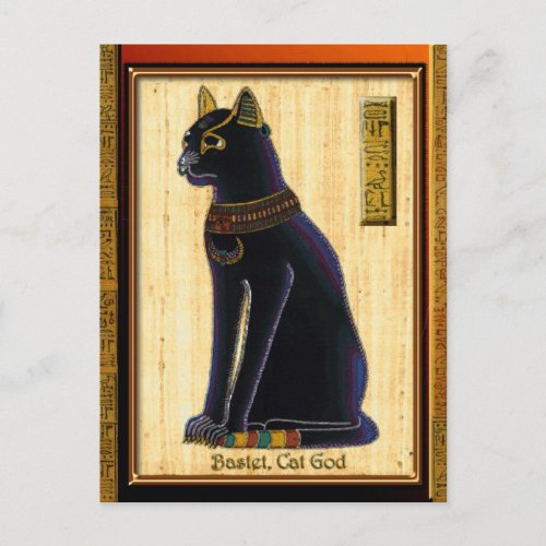BASTET  Egyptian Cat God Historic Art Postcard