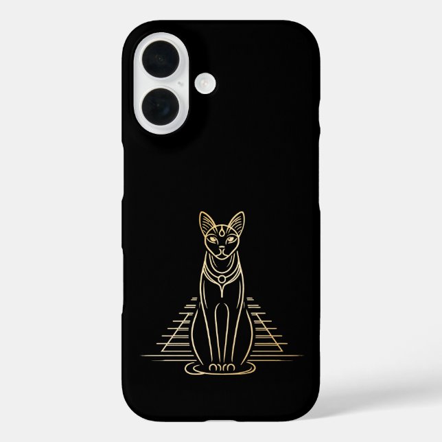 Bastet, Egyptian Cat Goddess in front of a pyramid Case-Mate iPhone Case (Back)