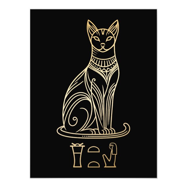 Bastet, Egyptian Cat Goddess. Name in hieroglyphs Photo Print (Front)