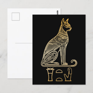 Bastet, Egyptian Cat Goddess. Name in hieroglyphs Postcard