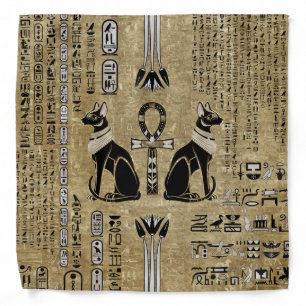 Bastet - Egyptian Cats And Ankh Cross Bandana