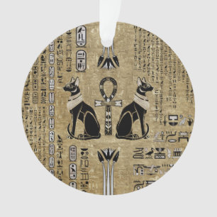 Bastet - Egyptian Cats And Ankh Cross Ornament