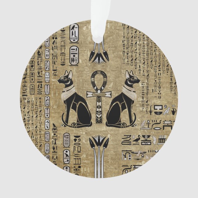 Bastet - Egyptian Cats And Ankh Cross Ornament (Front)