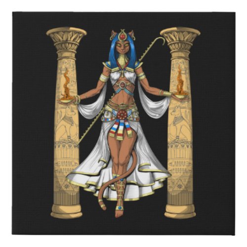 Bastet Egyptian Goddess Faux Canvas Print