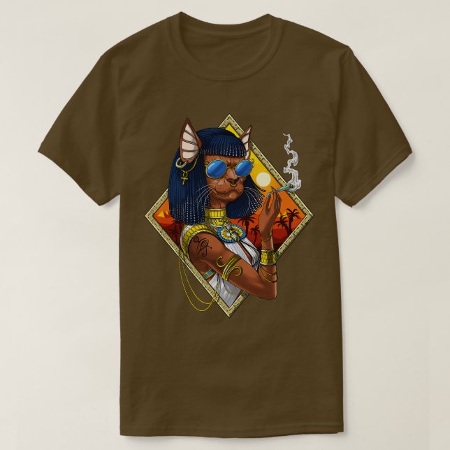 Bastet Egyptian Goddess Hippie T-Shirt (Design Front)