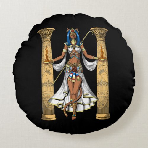 Bastet Egyptian Goddess Round Pillow