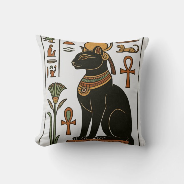 Bastet Egyptian Goddess Throw Pillow (Front)