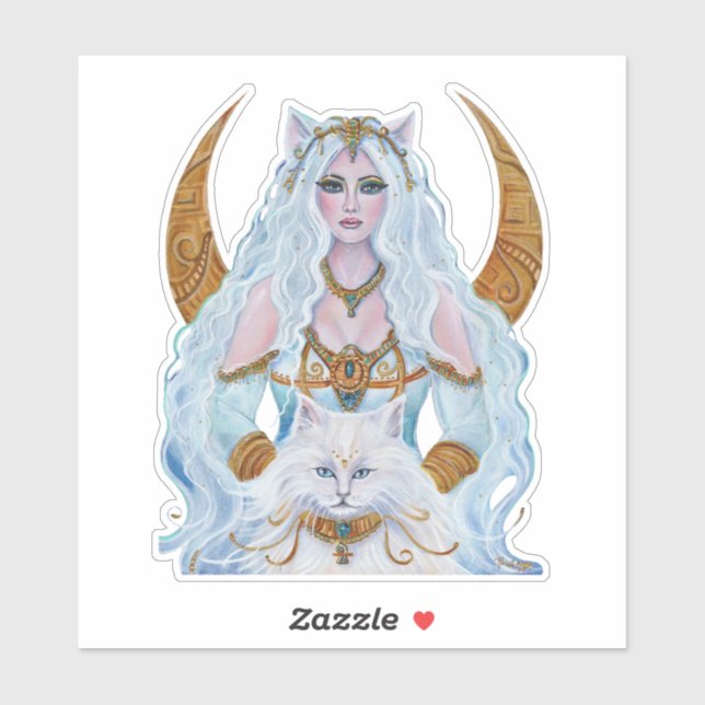 Bastet Egyptian goddess with cat by Renee Lavoie Sticker (Sheet)