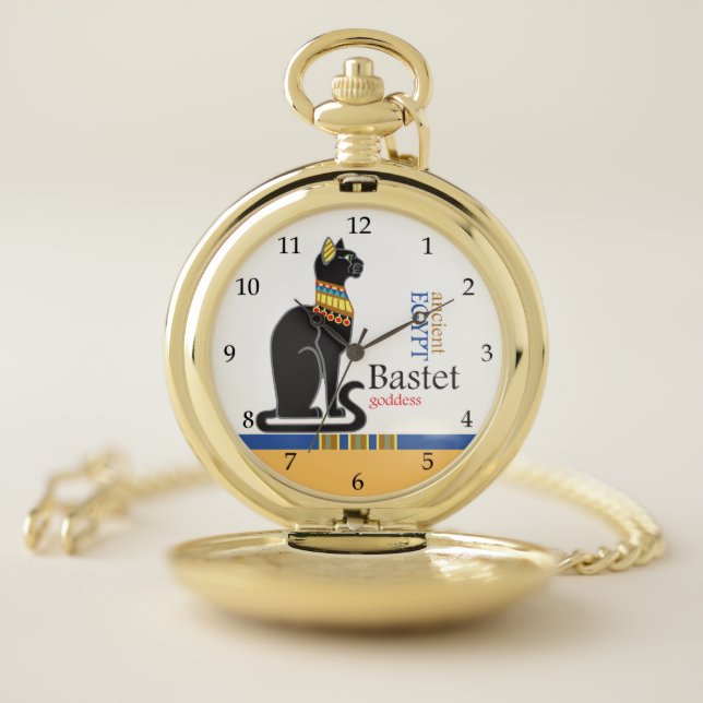 Bastet or Bast. Acient Egyptian goddess Pocket Watch (Inside)