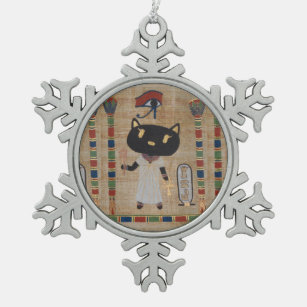 Bastet Snowflake Pewter Christmas Ornament