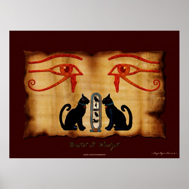 Bastet & Wadjet Egyptian Art Print (Front)