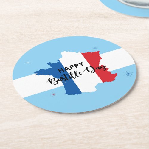 Bastille Day 14th July France French National  Round Paper Coaster