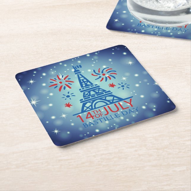 Bastille Day 14th July France French National   Square Paper Coaster (Angled)