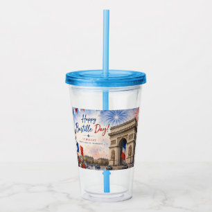 Bastille day Arc de triomphe Paris France firework Acrylic Tumbler