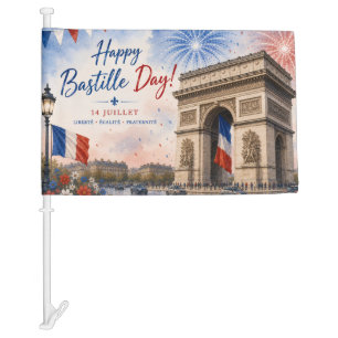 Bastille day Arc de triomphe Paris France firework Car Flag