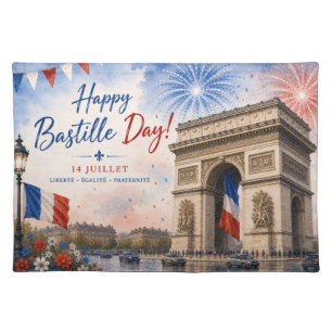 Bastille day Arc de triomphe Paris France firework Cloth Placemat