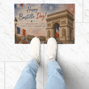 Bastille day Arc de triomphe Paris France firework Fiber Doormat