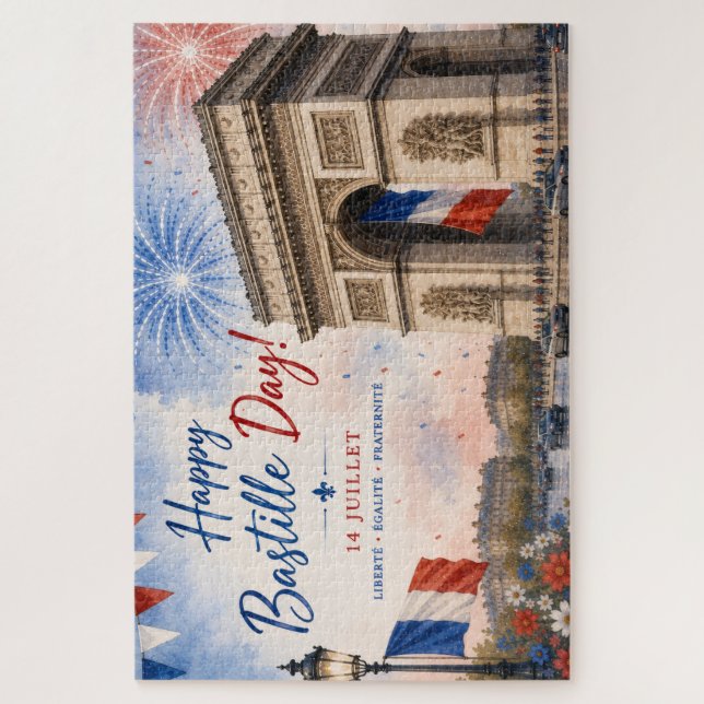 Bastille day Arc de triomphe Paris France firework Jigsaw Puzzle (Vertical)