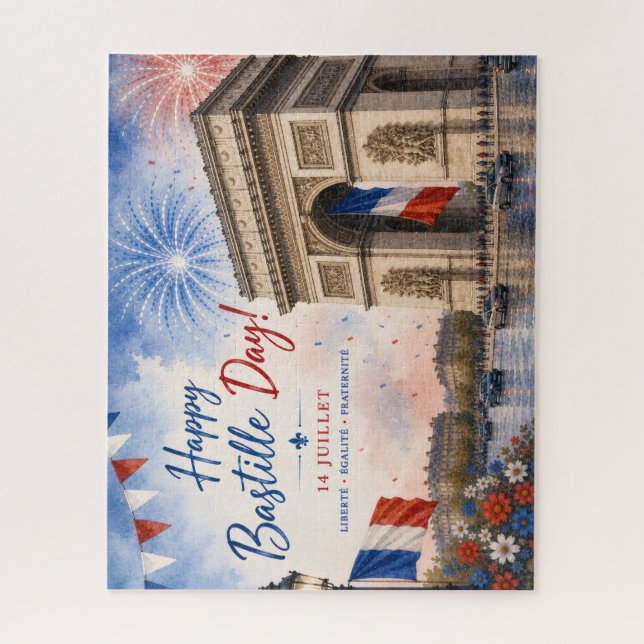 Bastille day Arc de triomphe Paris France firework Jigsaw Puzzle (Vertical)