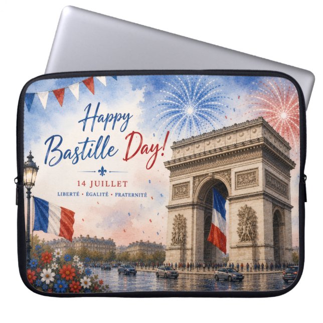 Bastille day Arc de triomphe Paris France firework Laptop Sleeve (Front)